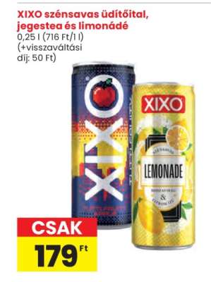 XIXO szénsavas üdítőital, jegestea és limonádé