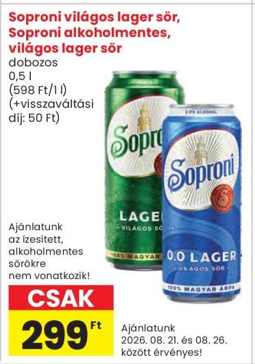 Soproni világos lager sör, Soproni alkoholmentes világos lager sör