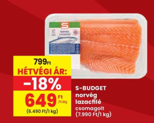 S-BUDGET norvég lazacfilé csomagolt