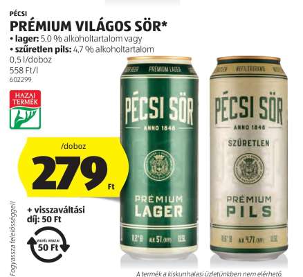 Pécsi Prémium Világos Sör