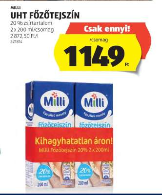 Milli UHT Főzőtejszín