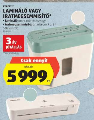 EXPERTIZ Lamináló vagy Iratmegsemmisítő