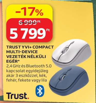 TRUST YVI+ COMPACT MULTI-DEVICE VEZETÉK NÉLKÜLI EGÉR