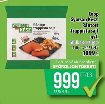 Coop Gyorsan kész rántott trappista sajt