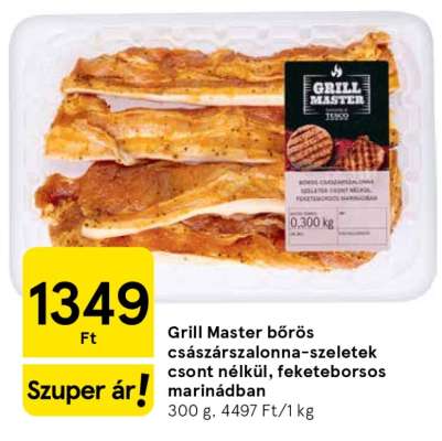 Grill Master bőrös császárszalonna-szeletek csont nélkül, fekete borsos marinádban