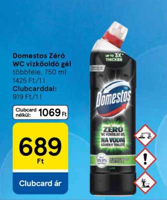 Domestos Zéró WC Vízkoóldó Gél