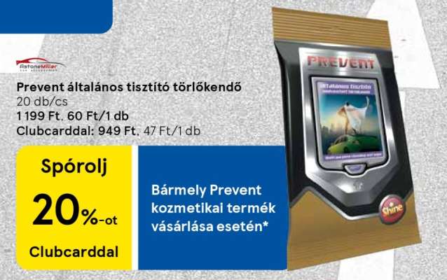 Prevent általános tisztító törlőkendő