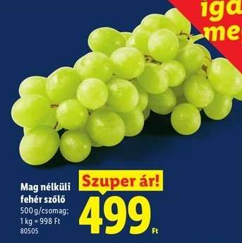 Mag nélküli fehér szőlő