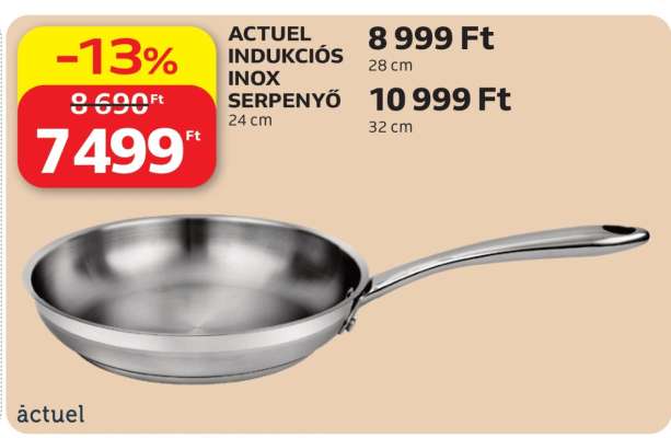ACTUEL INDUKCIÓS, INOX SERPENYŐ
