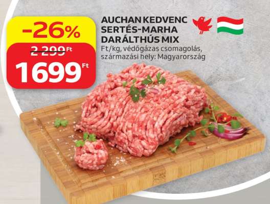 AUCHAN KEDVENC Sertés-Marha Darálthús Mix