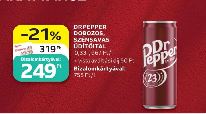 DR PEPPER DOBOZOS, SZÉNSAVAS ÜDÍTŐITAL