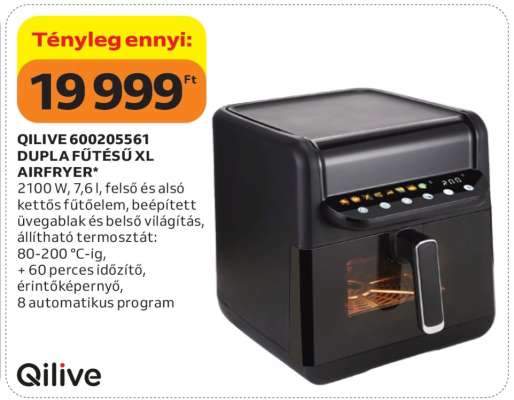 QILIVE 600205561 DUPLA FŰTÉSŰ XL AIRFRYER