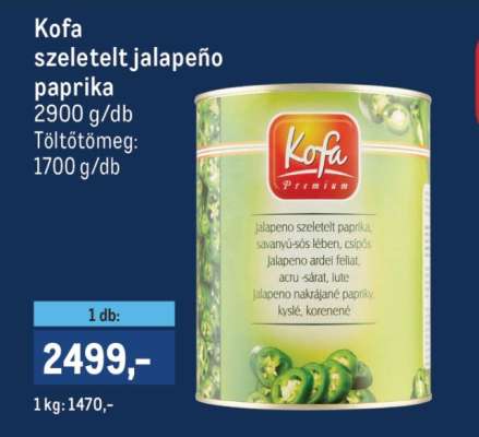 Kofa szeletelt jalapeño paprika