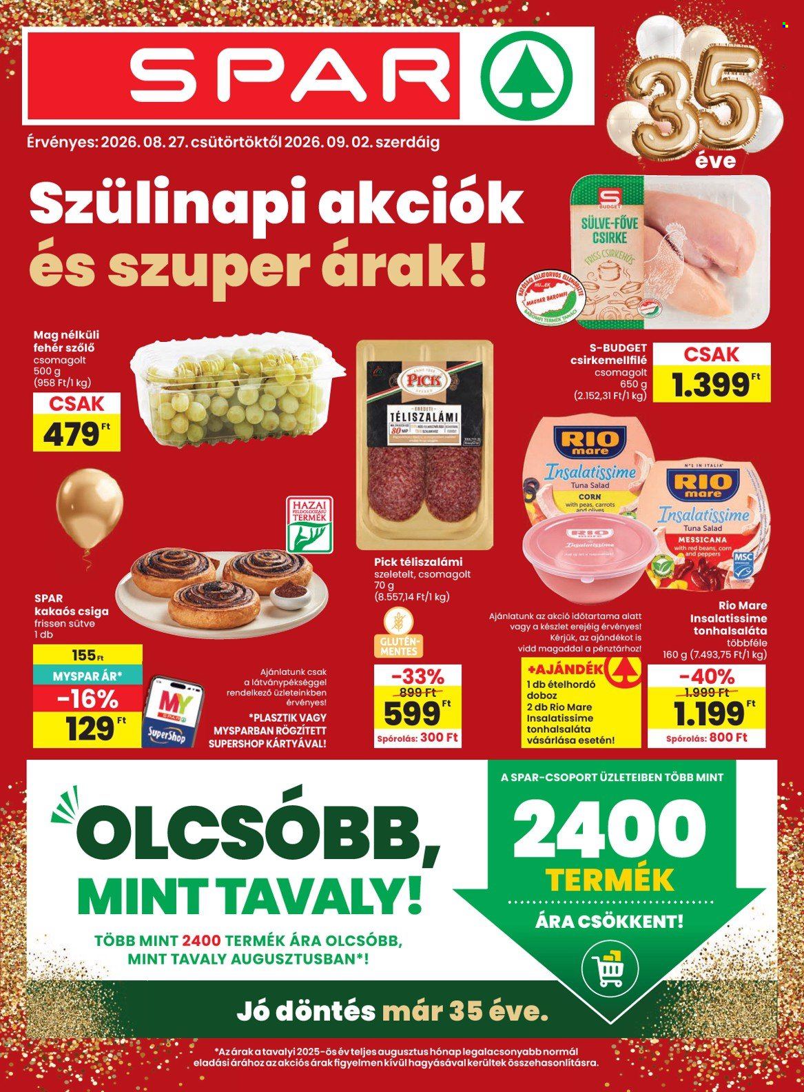 SPAR akciós újság érvényes:  - 2026.08.27 - 2026.09.02. 1. oldal Oldal 1