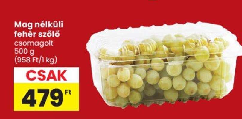 Mag nélküli fehér szőlő