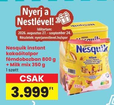 Nesquik instant kakaóitalpor fémdobozban 800 g + Milk mix 350 g