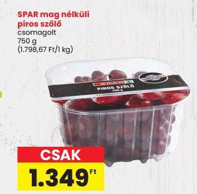 SPAR mag nélküli piros szőlő