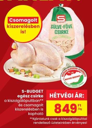 S-BUDGET egész csirke