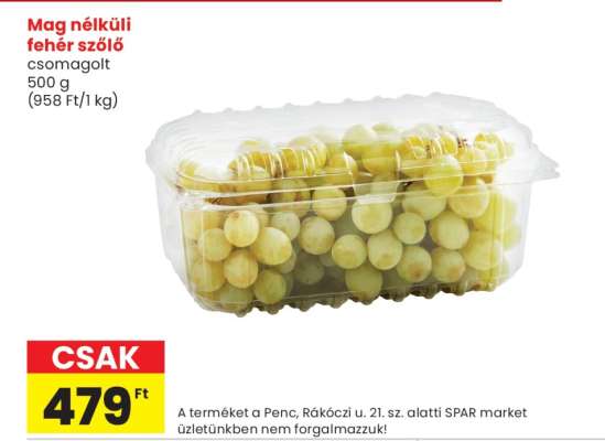 Mag nélküli fehér szőlő