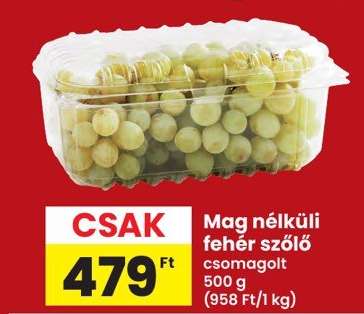 Mag nélküli fehér szőlő