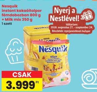 Nesquik instant kakaóitalpor fémdobozban 800 g + Milk mix 350 g
