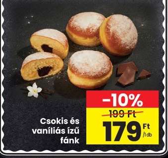 Csokis és vaníliás ízű fánk