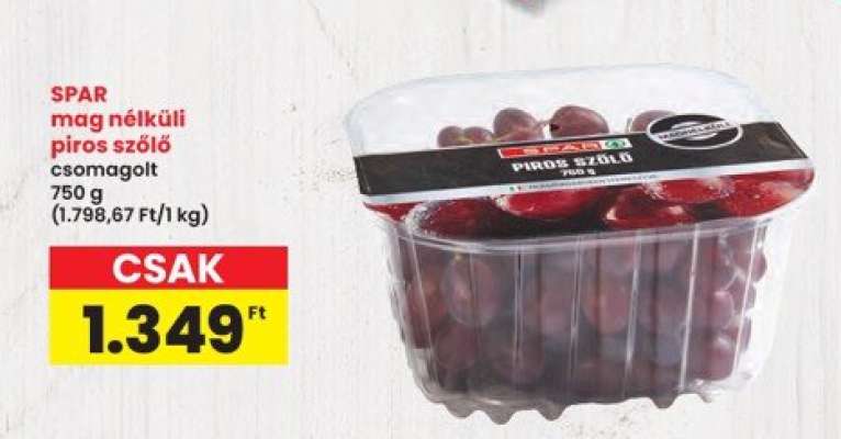 SPAR mag nélküli piros szőlő