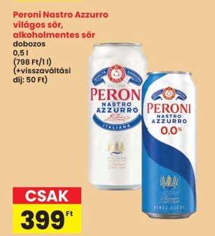 Peroni Nastro Azzurro világos sör, alkoholmentes sör