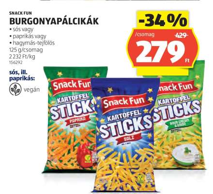 SNACK FUN BURGONYAPÁLCIKÁK