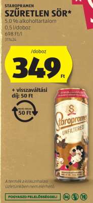 Staropramen Szűretlen Sör