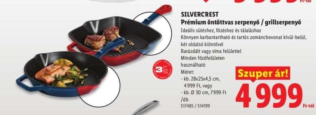 SILVERCREST Prémium öntöttvas serpenyő / grillserpenyő