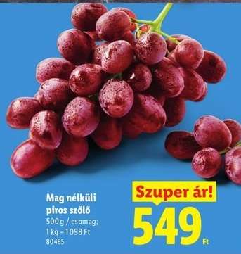 Mag nélküli piros szőlő
