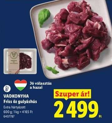 Vadkonyha Friss őz gulyáshús
