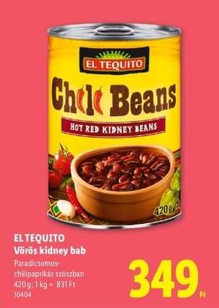 EL TEQUITO Vörös kidney bab