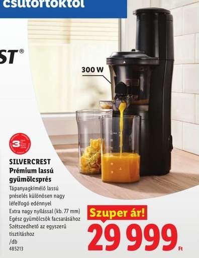SILVERCREST Prémium lassú gyümölcsprés