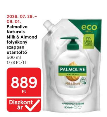Palmolive Naturals Milk & Almond folyékony szappan utántöltő