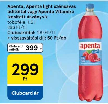 Apenta, Apenta light szénsavas üdítőital vagy Apenta Vitamixx ízesített ásványvíz