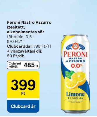 Peroni Nastro Azzurro ízesített alkoholmentes sör