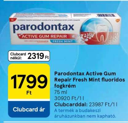 Parodontax Active Gum Repair Fresh Mint fluoridos fogkrém
