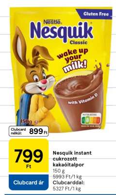 Nesquik instant, cukrozott kakaóitalpor