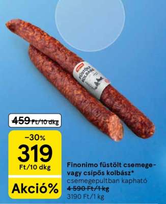 Finonimo füstölt csemege- vagy csípős kolbász