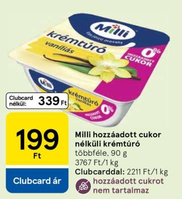 Milli hozzáadott cukor nélküli krémtúró