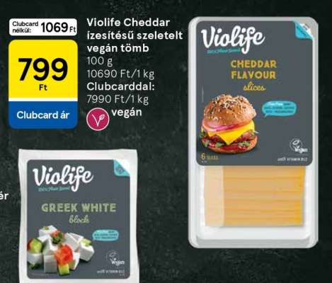 Violife Cheddar ízesítésű szeletelt vegán tömb