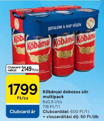Kőbányai dobozos sör multipack