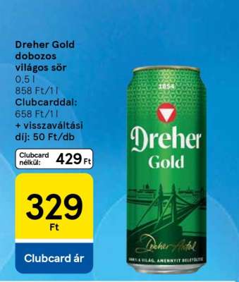 Dreher Gold dobozos világos sör