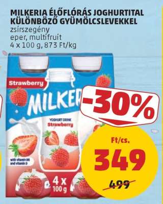 MILKERIA ÉLŐFLÓRÁS JOGHURTITAL KÜLÖNBÖZŐ GYÜMÖLCSLEVEKKEL