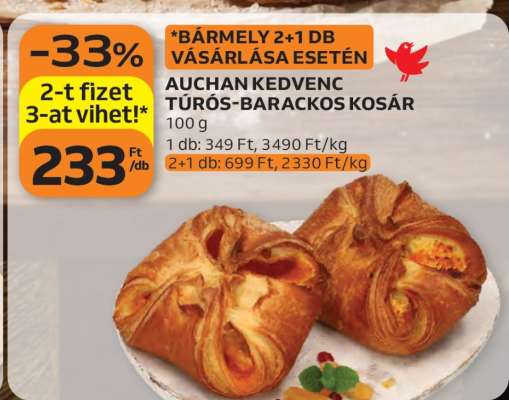 AUCHAN KEDVENC TÚRÓS-BARACKOS KOSÁR