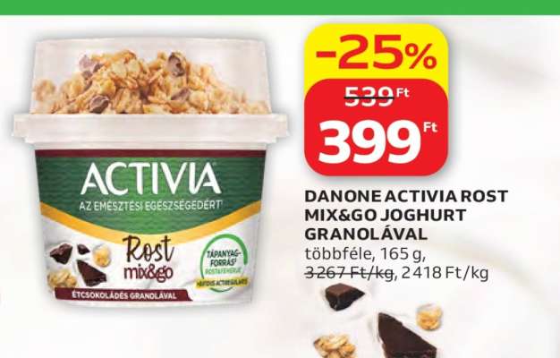 DANONE ACTIVIA ROST MIX&GO JOGHURT GRANOLÁVAL