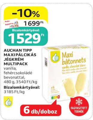 AUCHAN TIPP MAXI PÁLCIKÁS JÉGKRÉM MULTIPACK
