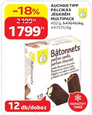 Auchan Tipp Pálcikás Jégkrém Multipack
